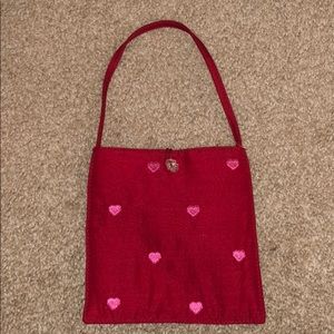 Mini red purse with pink hearts
